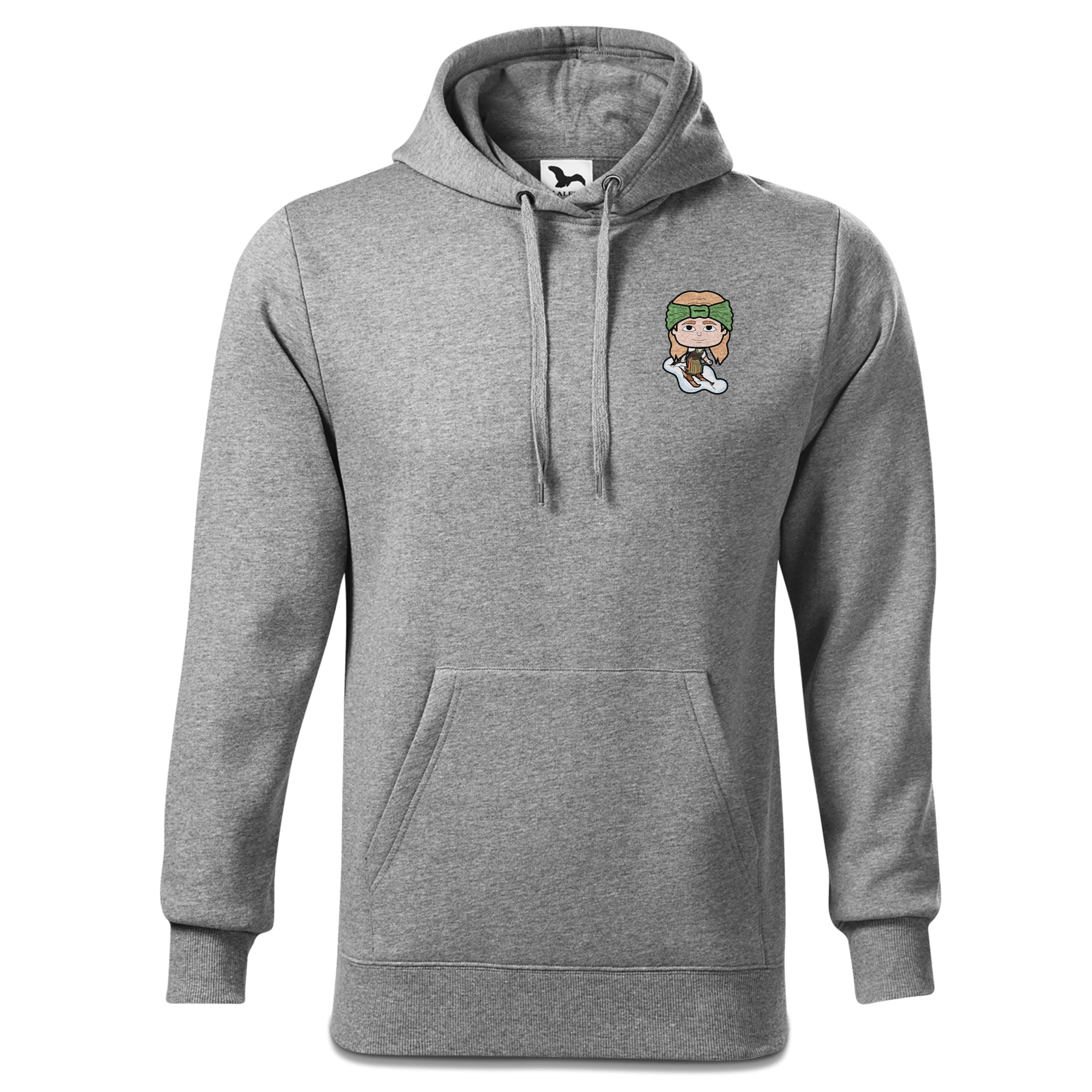 Die Sinzerin Skifahrer Sweatshirt Hoody Herren Grau Meliert Puster Front