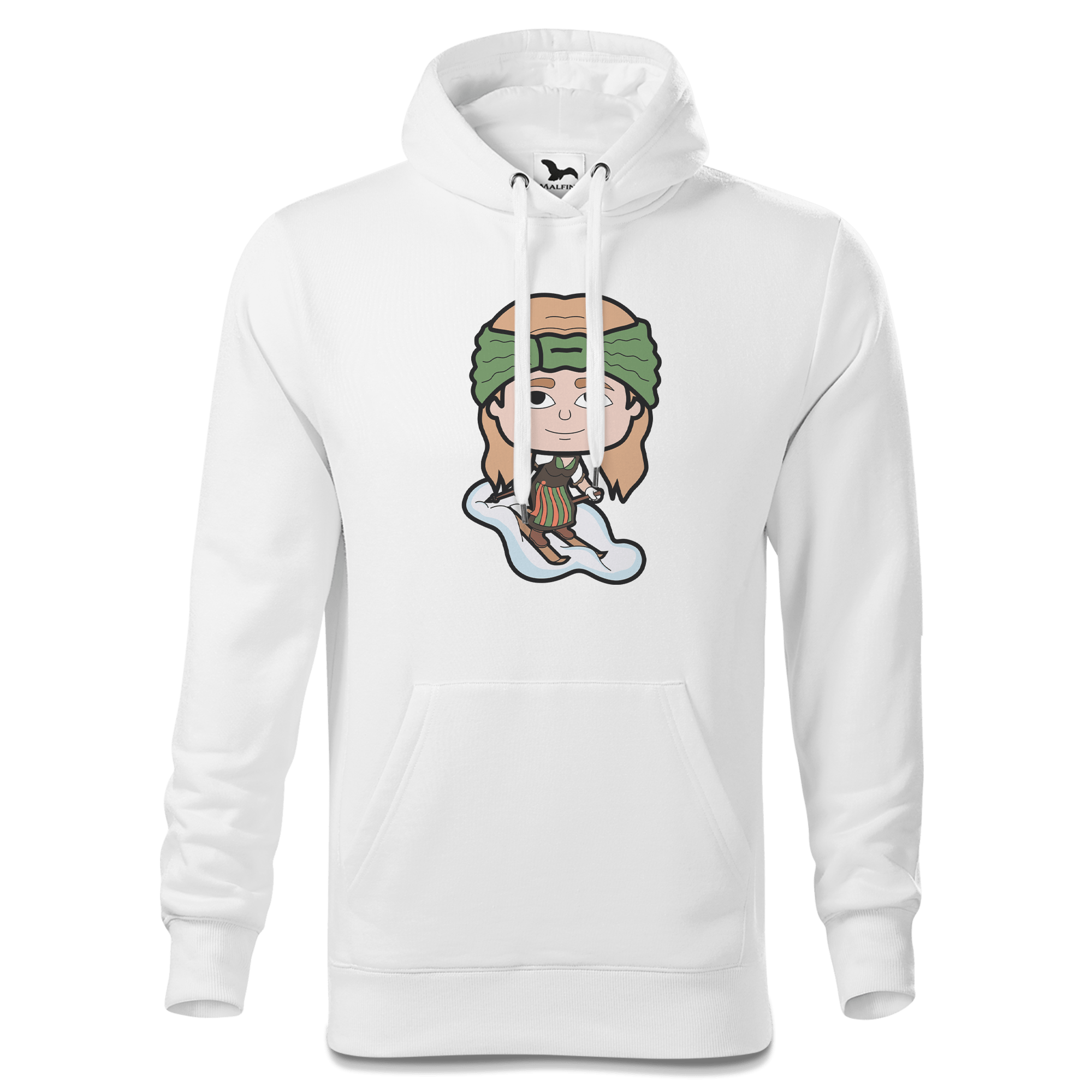 Die Sinzerin Skifahrer Sweatshirt Hoody Herren Weiss Reikering Front