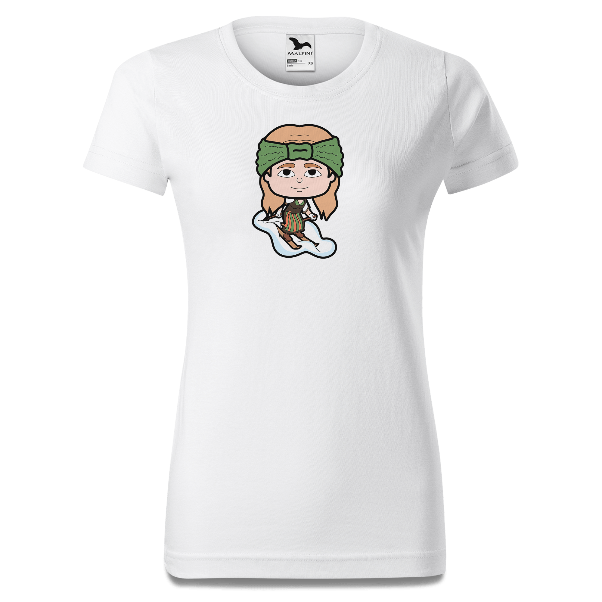 Die Sinzerin Skifahrer T Shirt Damen Weiss Gehering Front