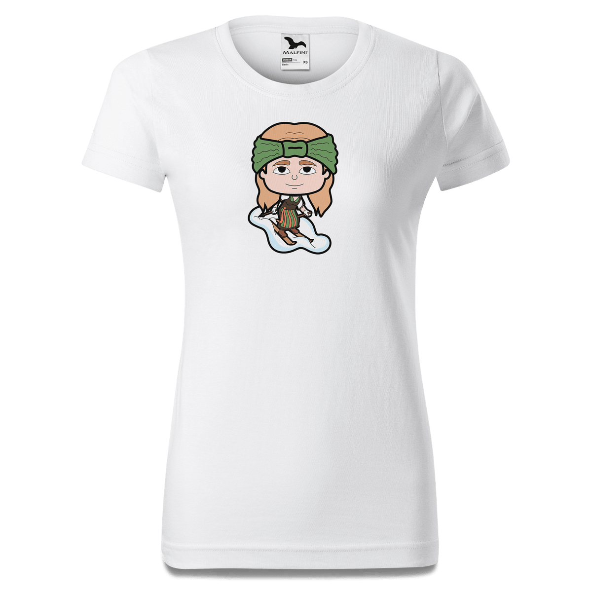 Die Sinzerin Skifahrer T Shirt Damen Weiss Gehering Front