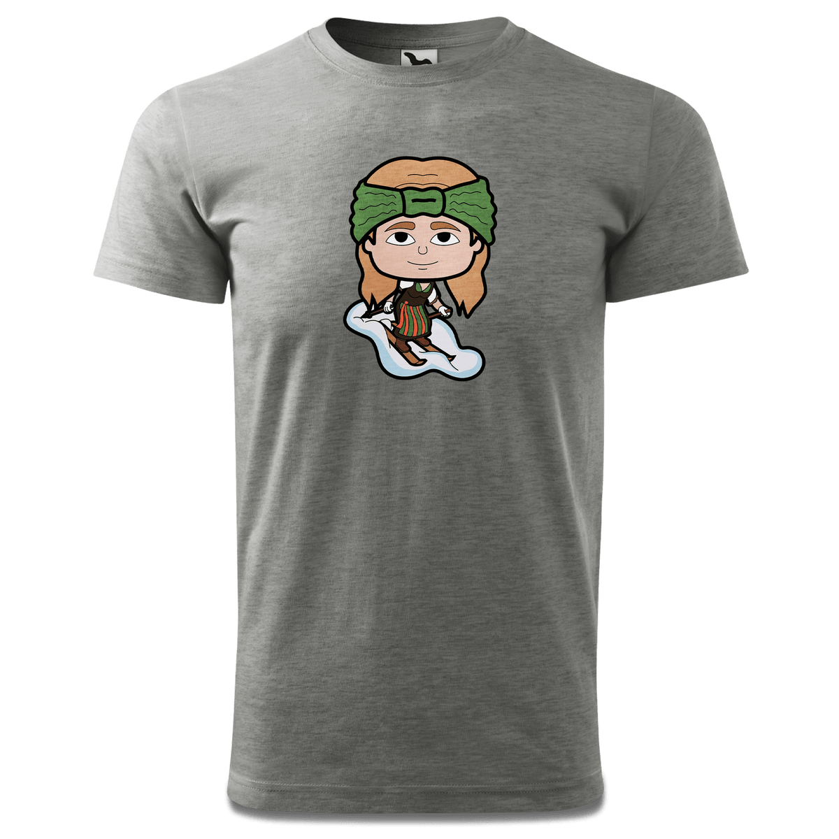 Die Sinzerin Skifahrer T Shirt Herren Grau Meliert Hofau Front