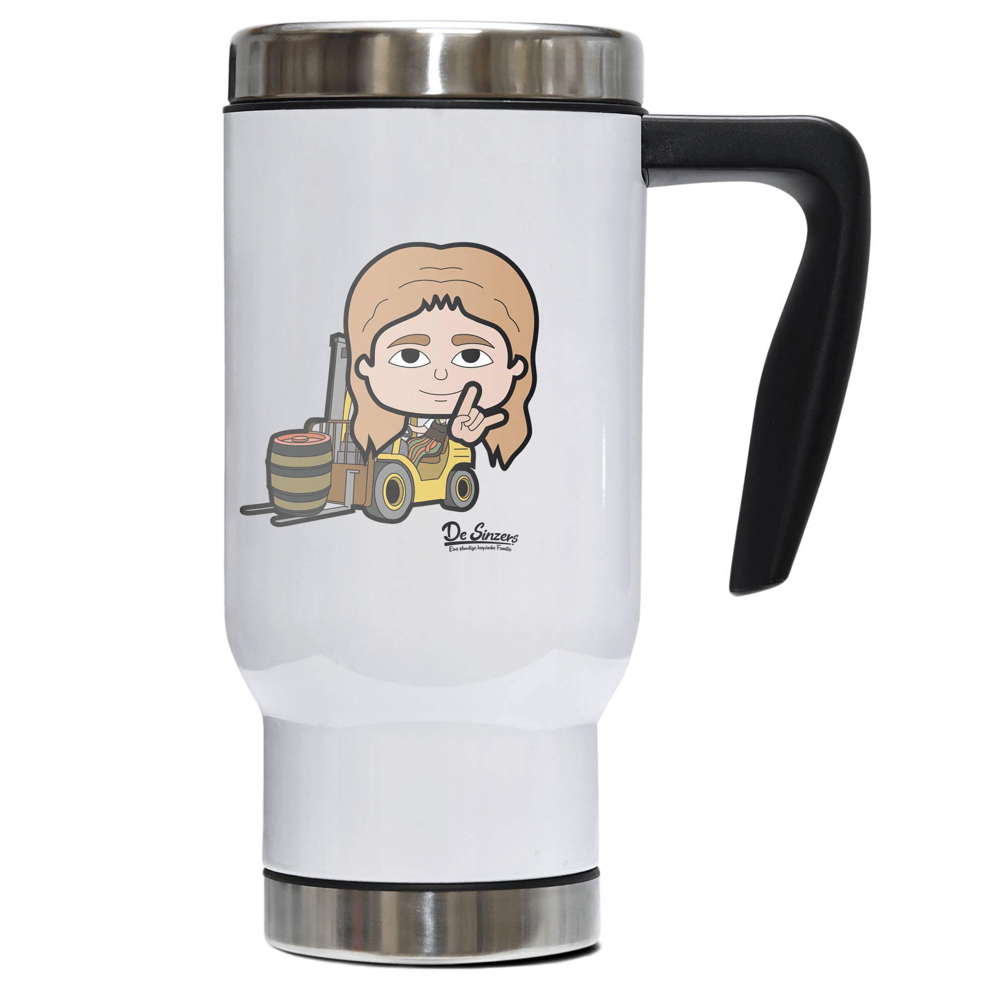 Die Sinzerin Staplerfahrer Edelstahl Thermobecher To Go 500ml Weiss Kindlwand Front