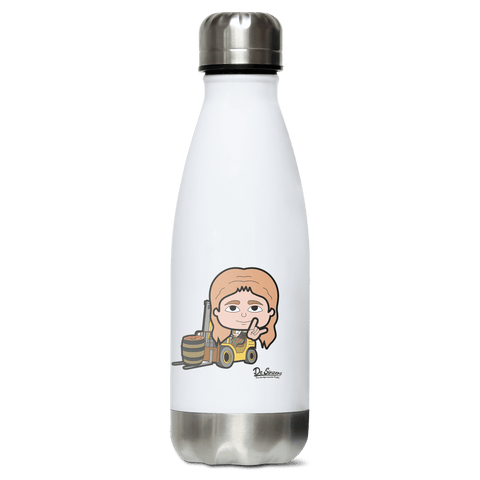 Die Sinzerin Staplerfahrer Edelstahl Thermoflasche 350ml Weiss Silber Kreuzspitze Front