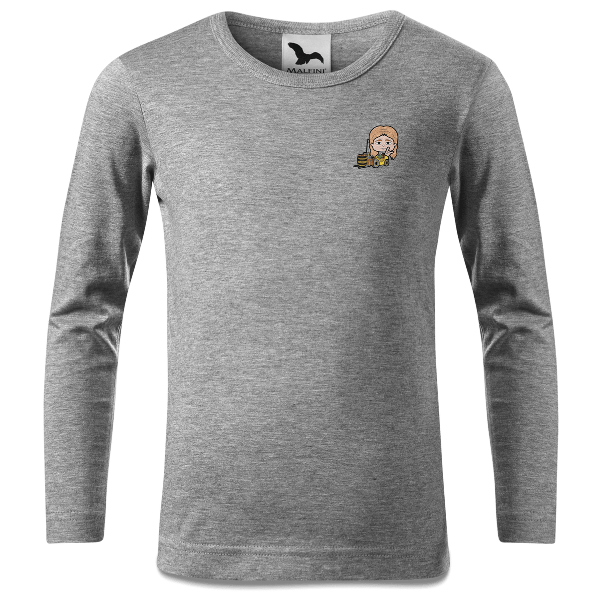 Die Sinzerin Staplerfahrer Longsleeve Kinder Grau Meliert Weinberg Front