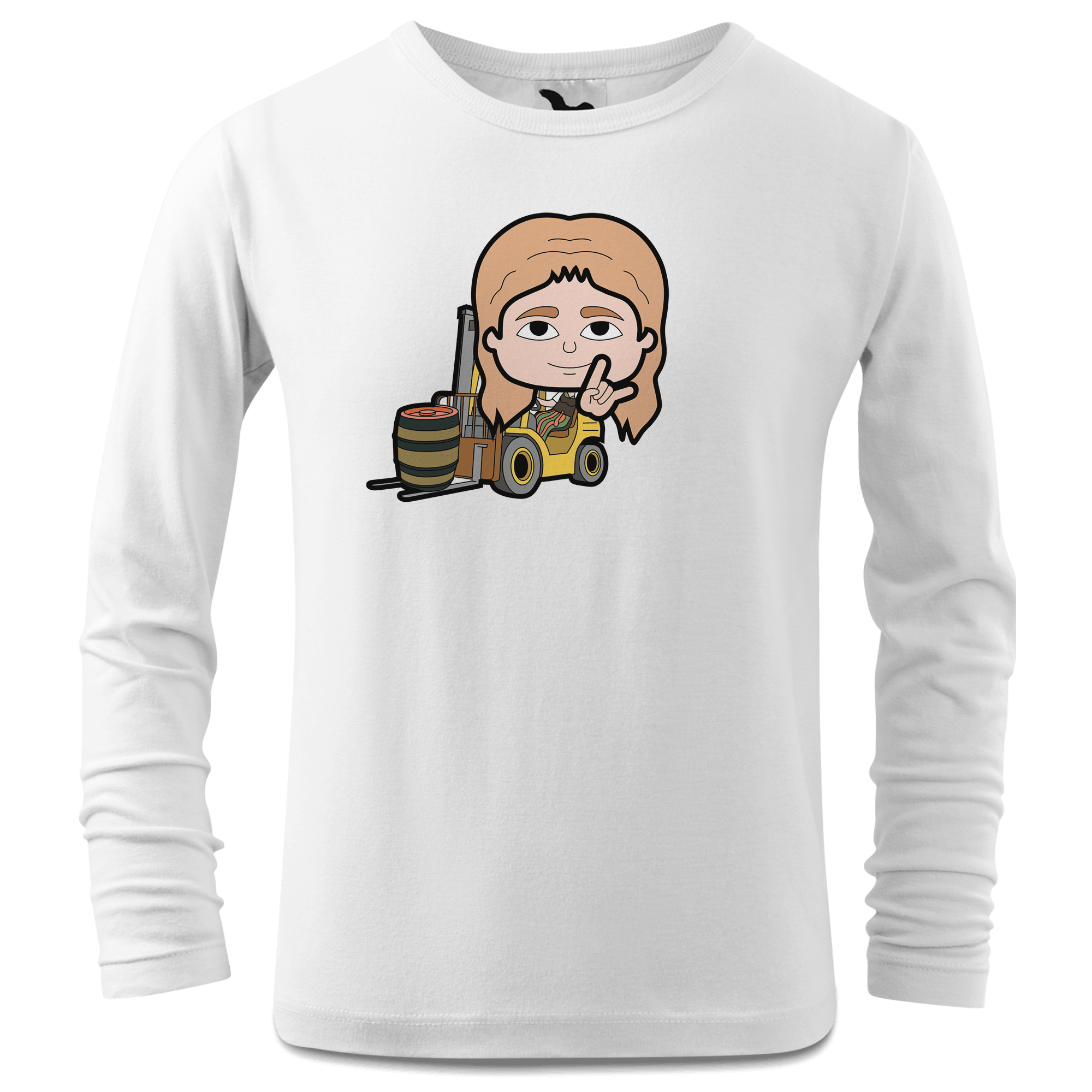 Die Sinzerin Staplerfahrer Longsleeve Kinder Weiss Westerndorf Front