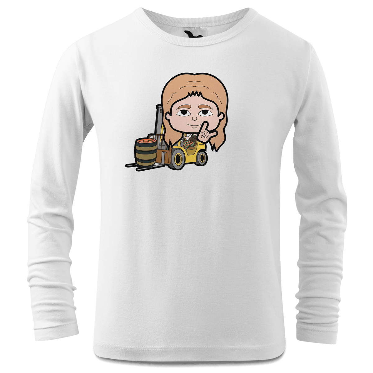 Die Sinzerin Staplerfahrer Longsleeve Kinder Weiss Westerndorf Front