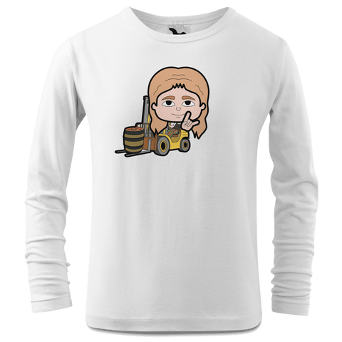 Die Sinzerin Staplerfahrer Longsleeve Kinder Weiss Westerndorf Front