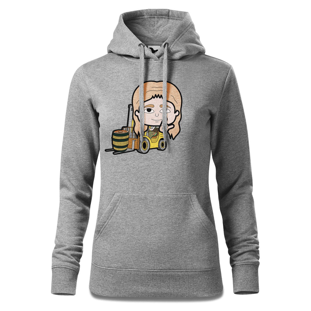 Die Sinzerin Staplerfahrer Sweatshirt Hoody Damen Grau Meliert Kieling Front