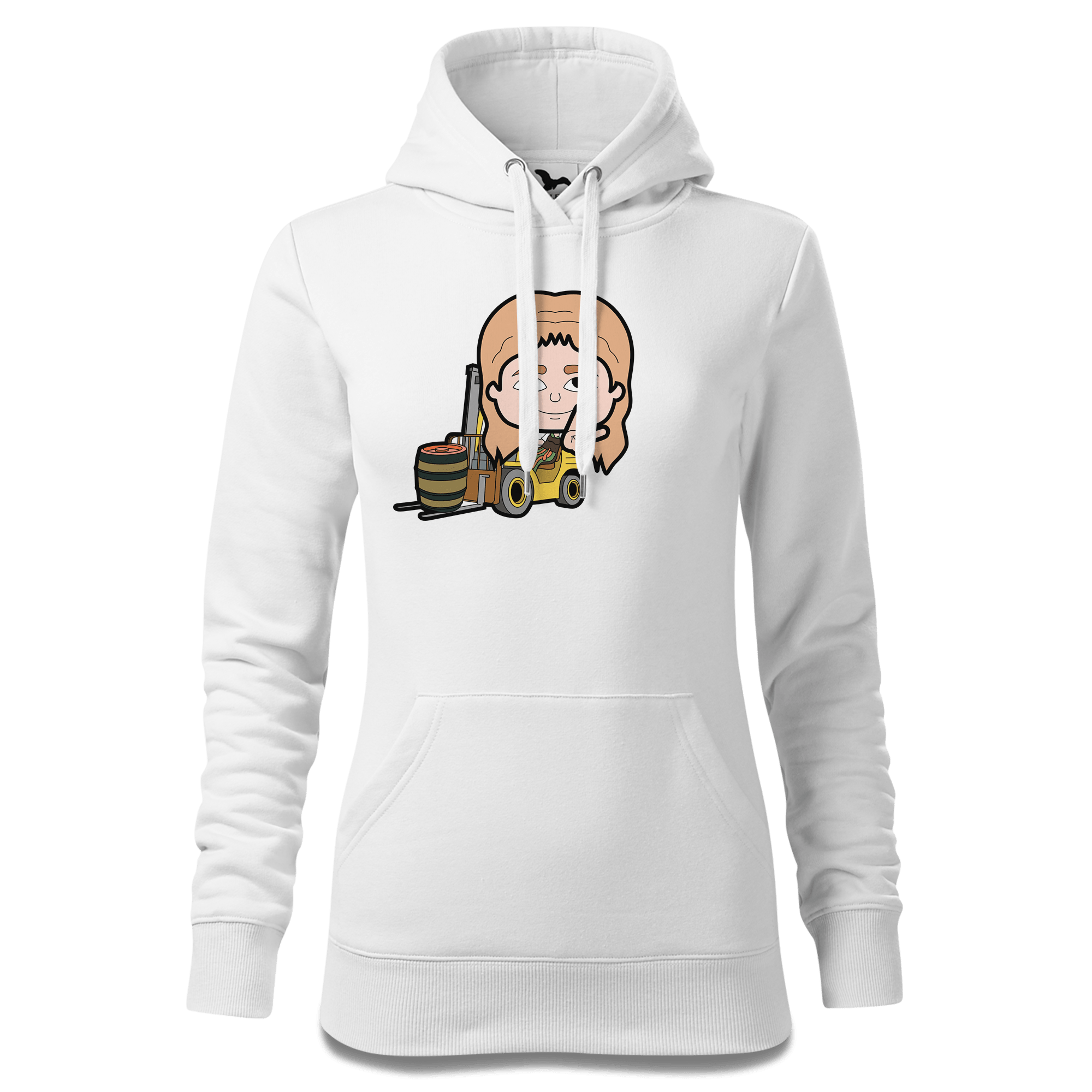 Die Sinzerin Staplerfahrer Sweatshirt Hoody Damen Weiss Eckenholz Front