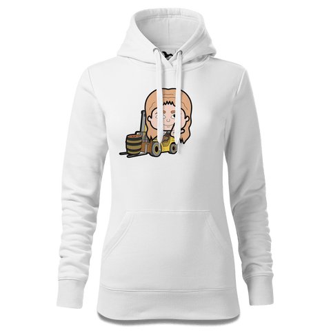 Die Sinzerin Staplerfahrer Sweatshirt Hoody Damen Weiss Eckenholz Front
