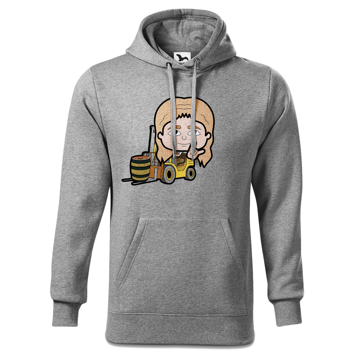 Die Sinzerin Staplerfahrer Sweatshirt Hoody Herren Grau Meliert Pulvermuehle Front