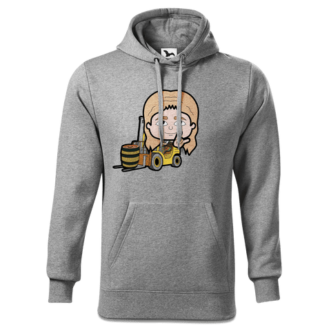 Die Sinzerin Staplerfahrer Sweatshirt Hoody Herren Grau Meliert Pulvermuehle Front