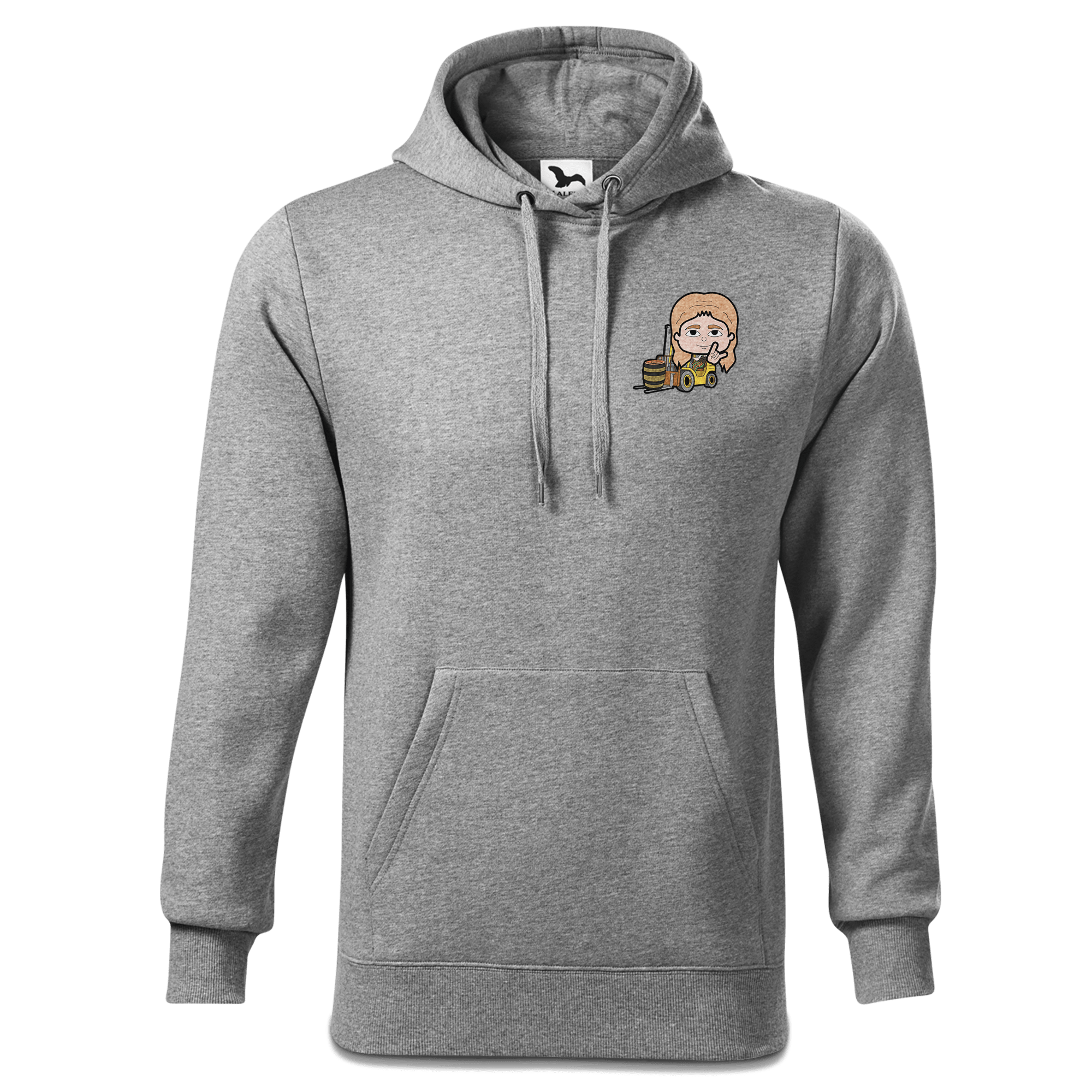 Die Sinzerin Staplerfahrer Sweatshirt Hoody Herren Grau Meliert Puster Front