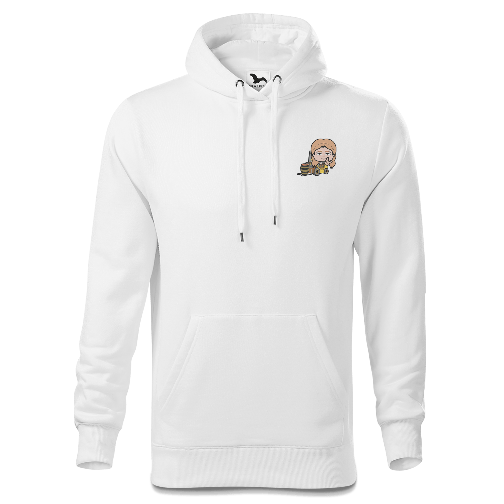 Die Sinzerin Staplerfahrer Sweatshirt Hoody Herren Weiss Simssee Front