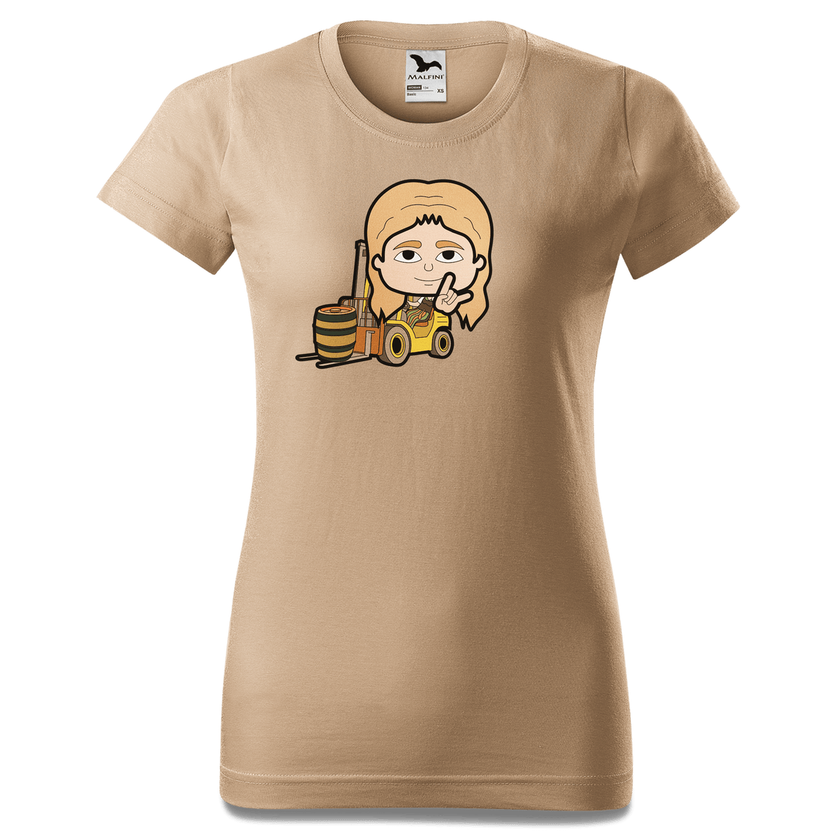 Die Sinzerin Staplerfahrer T Shirt Damen Sand Entleiten Front