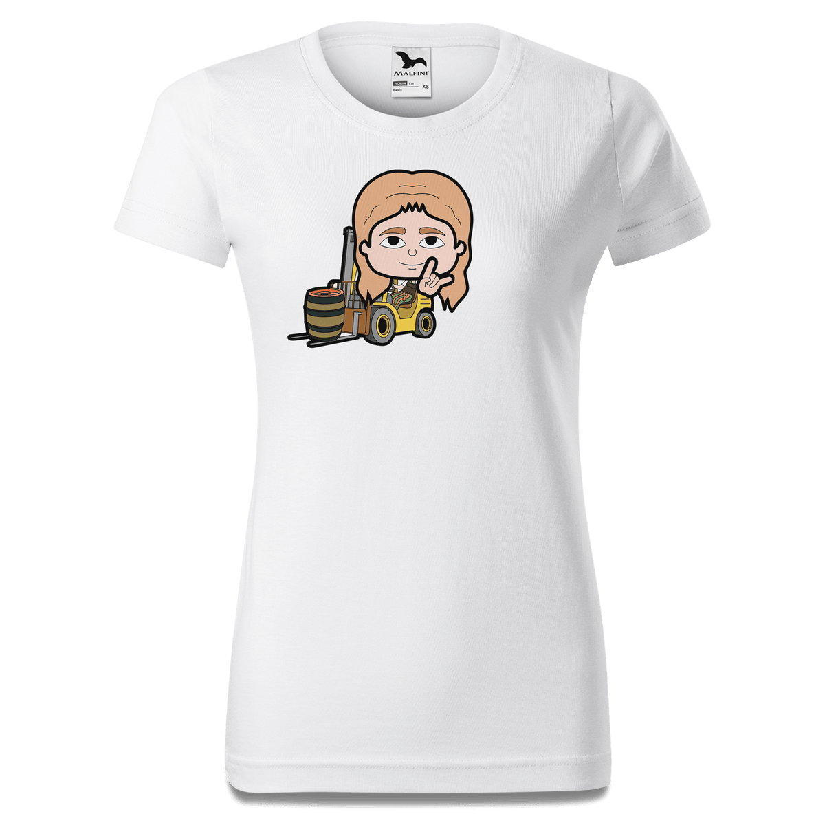 Die Sinzerin Staplerfahrer T Shirt Damen Weiss Gehering Front