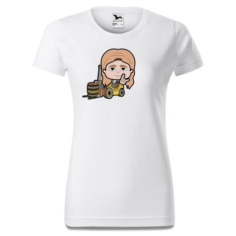 Die Sinzerin Staplerfahrer T Shirt Damen Weiss Gehering Front