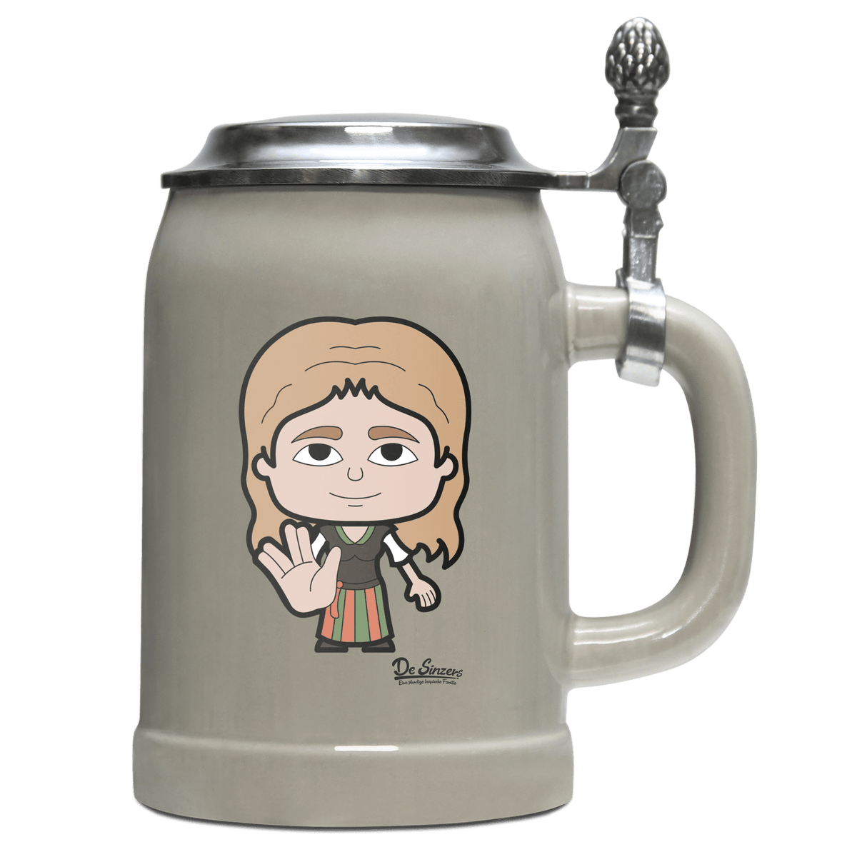 Die Sinzerin Star Trek Fingers Bierkrug 500ml Grau mit Deckel Hocheck Front