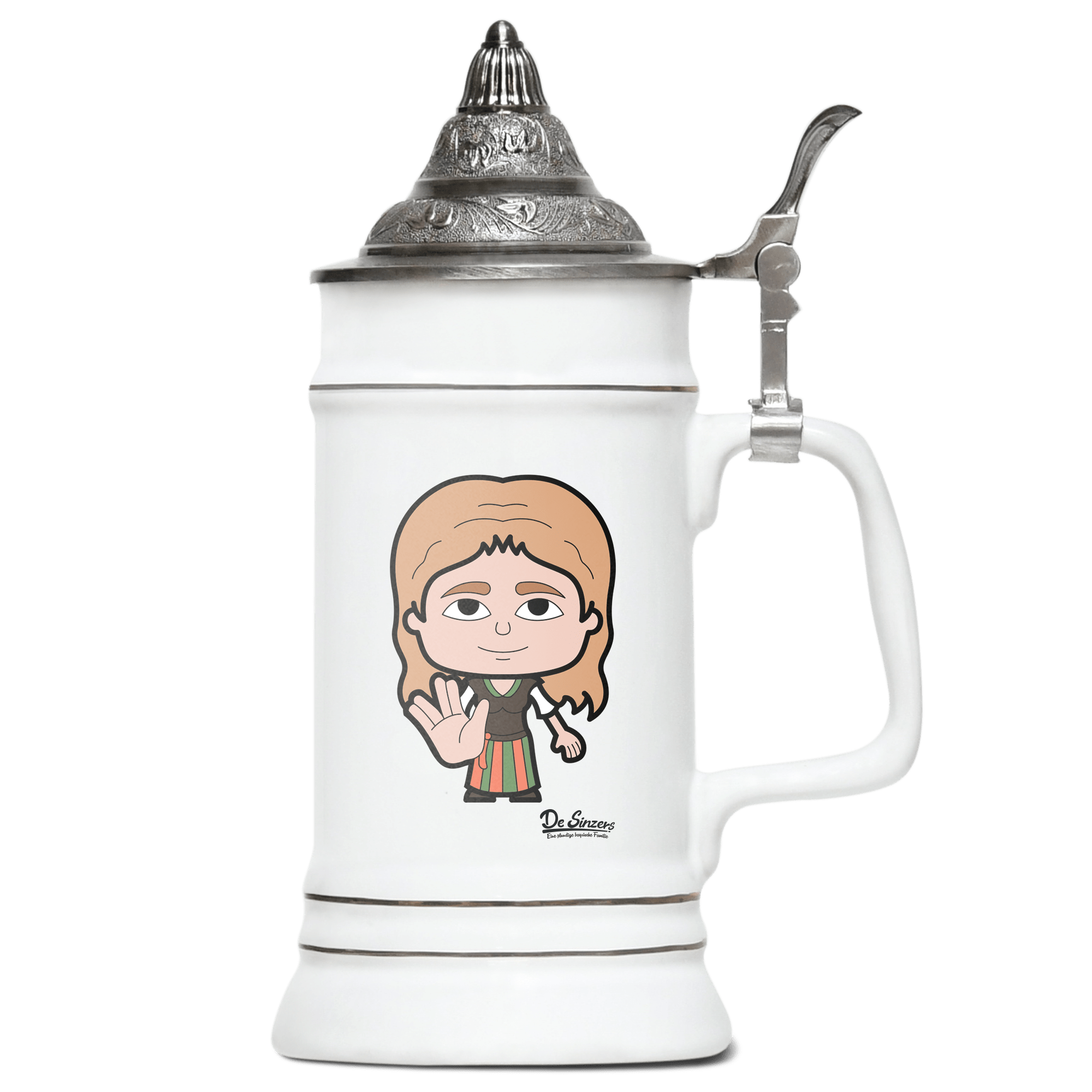 Die Sinzerin Star Trek Fingers Bierkrug 500ml Weiss mit Spitzdeckel Wendelstein Front