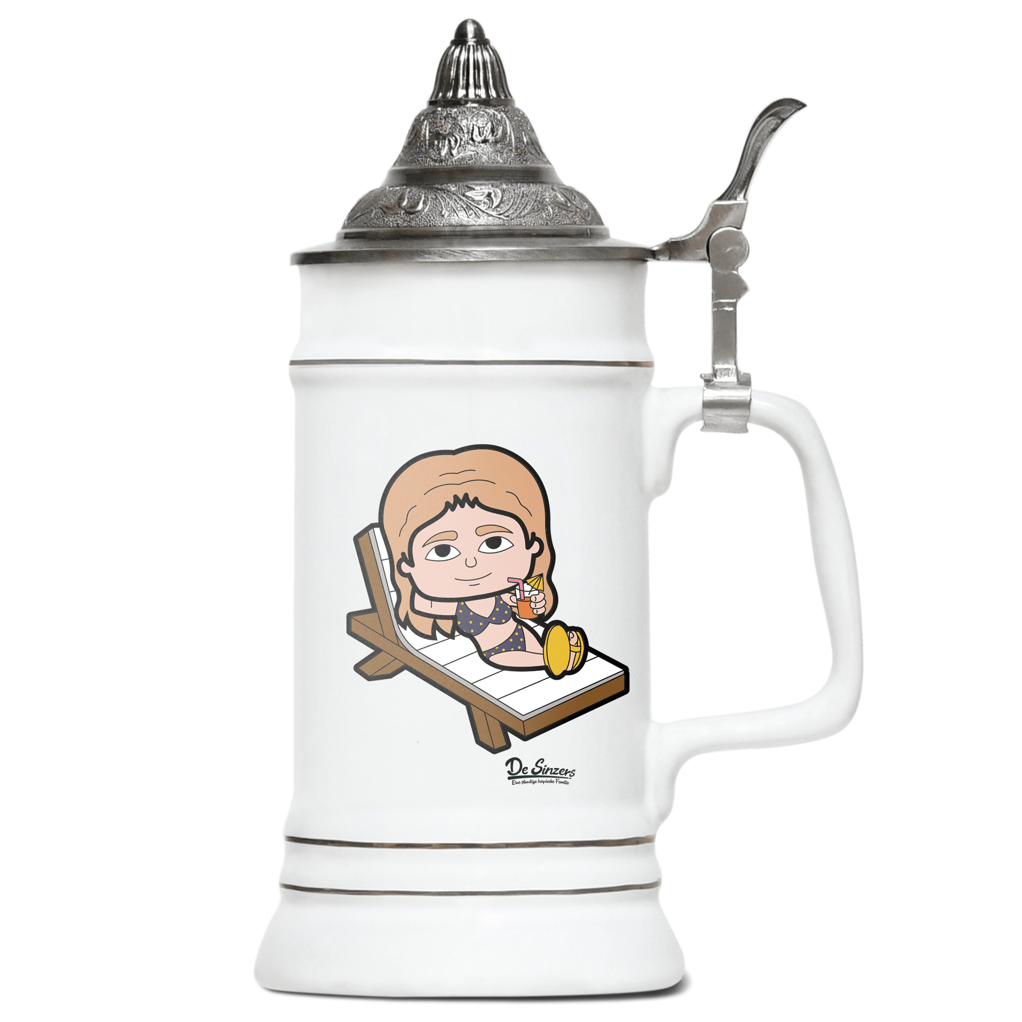 Die Sinzerin Summer Edition Bierkrug 500ml Weiss mit Spitzdeckel Wendelstein Front