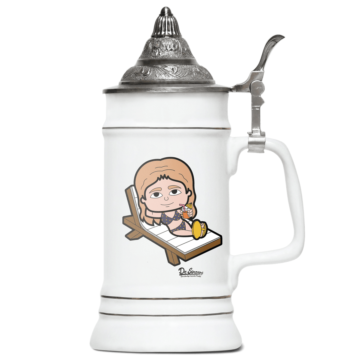 Die Sinzerin Summer Edition Bierkrug 500ml Weiss mit Spitzdeckel Wendelstein Front