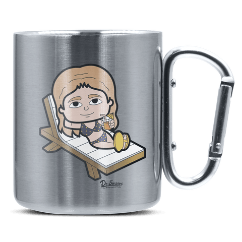 Die Sinzerin Summer Edition Edelstahl Kaffeetasse silberer Karabiner 320ml Grosser Traithen Front