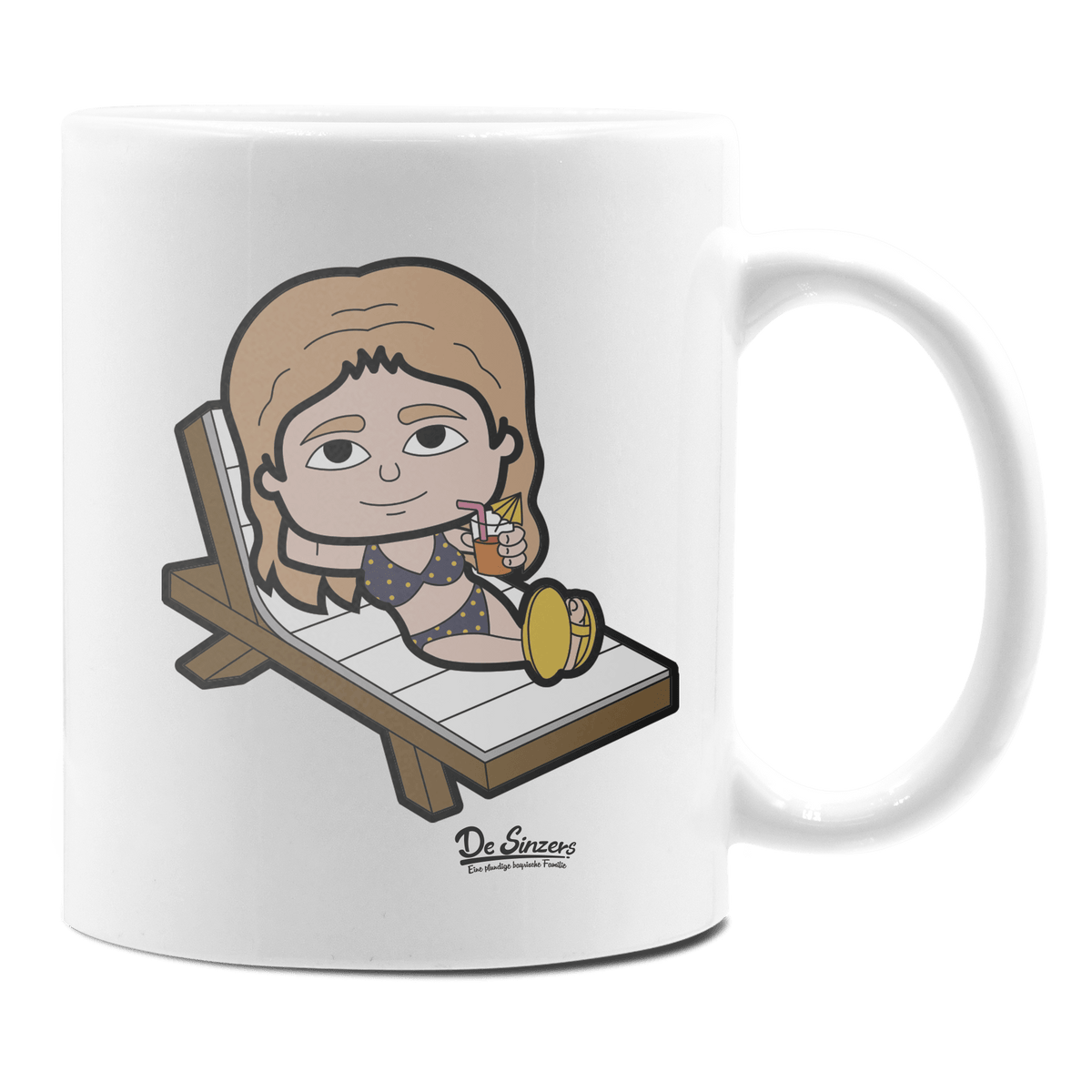 Die Sinzerin Summer Edition Keramik Kaffeetasse 330ml Weiss Rampoldplatte Front