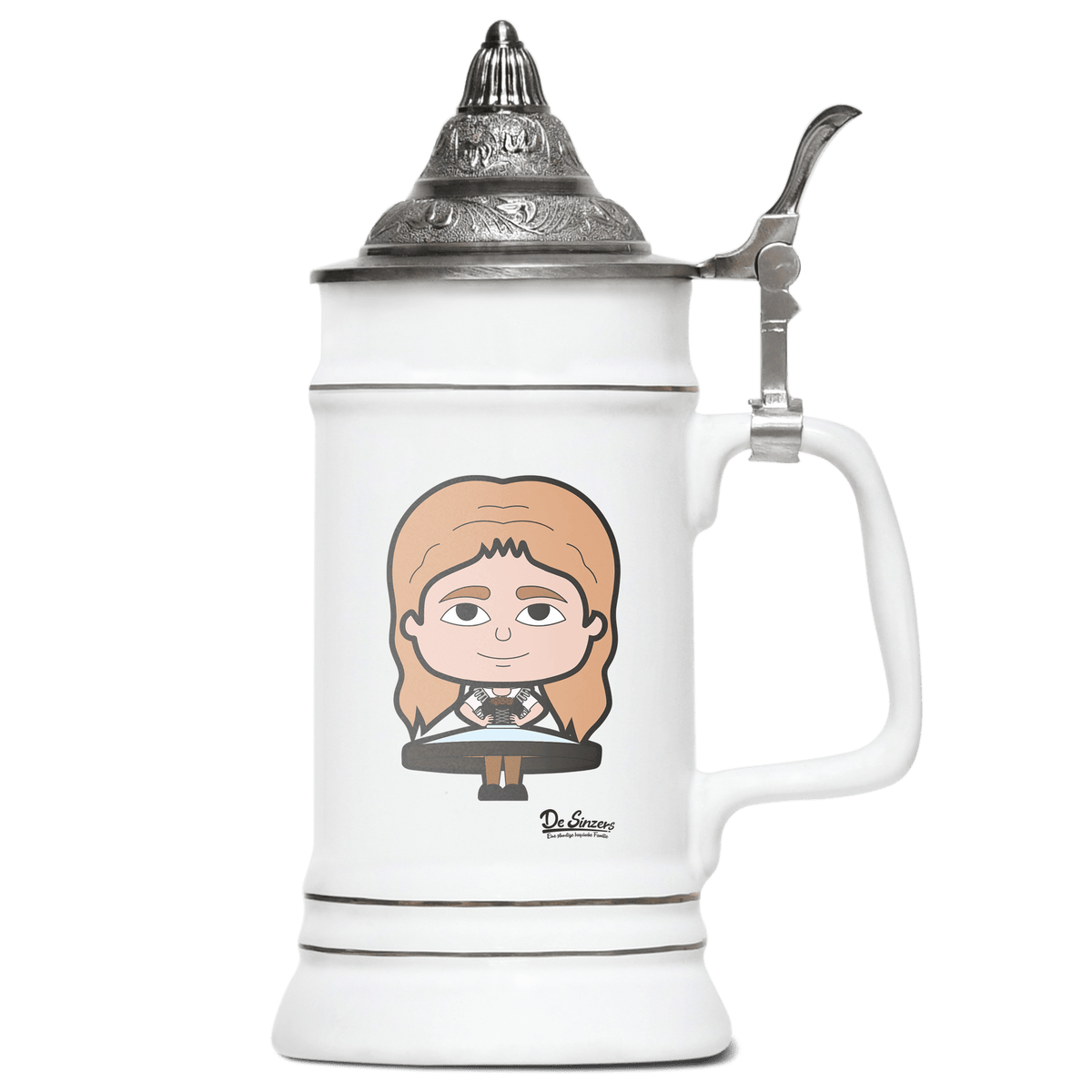 Die Sinzerin Trachtenverein Bierkrug 500ml Weiss mit Spitzdeckel Wendelstein Front