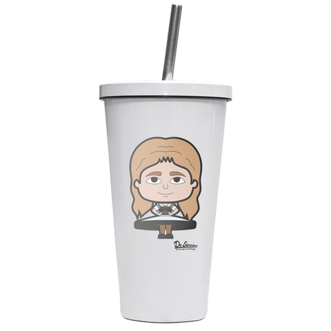 Die Sinzerin Trachtenverein Edelstahl Trinkbecher mit Strohhalm 480ml Weiss Krottenkopf Front