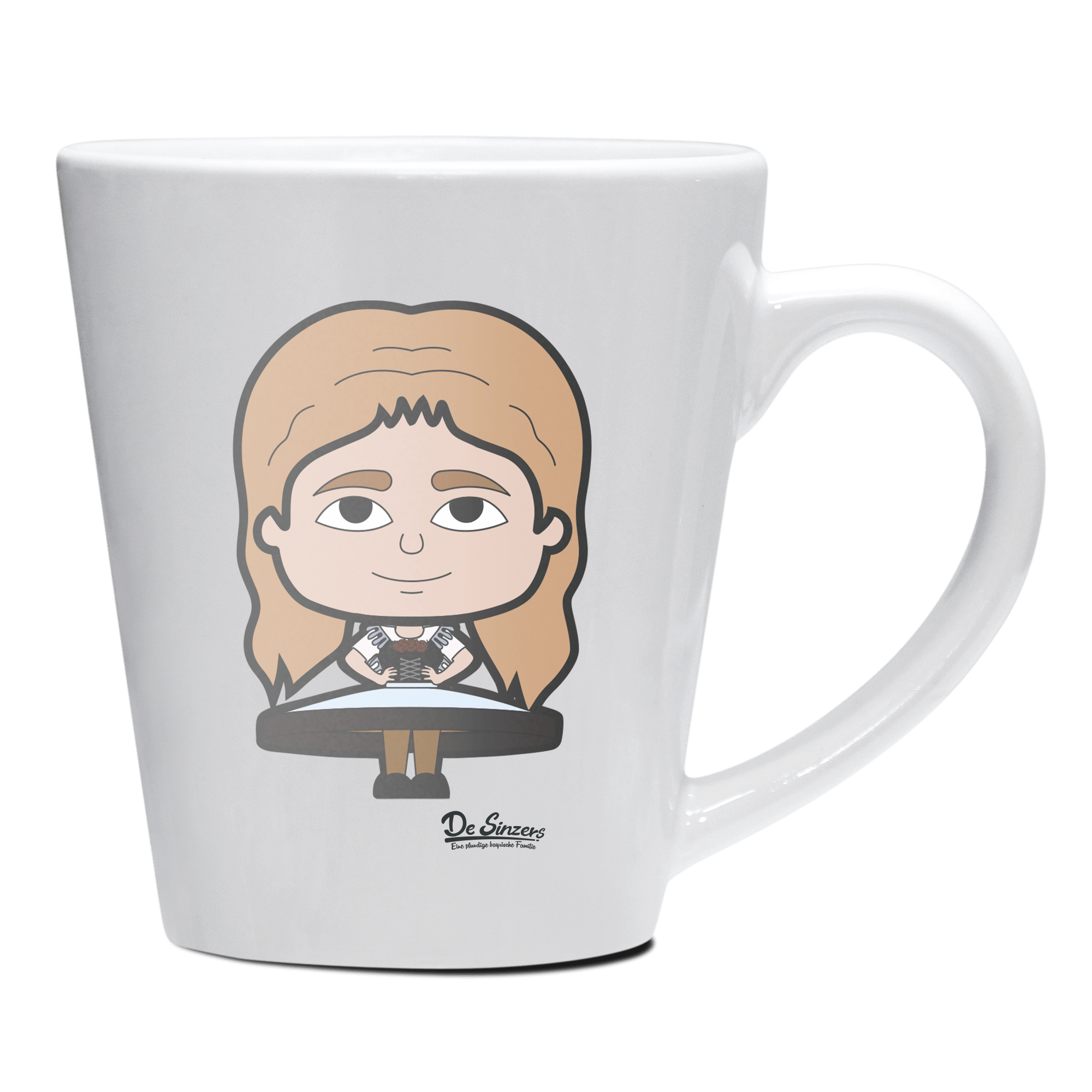 Die Sinzerin Trachtenverein Keramik Kaffeetasse 200ml Weiss Herzogstand Front