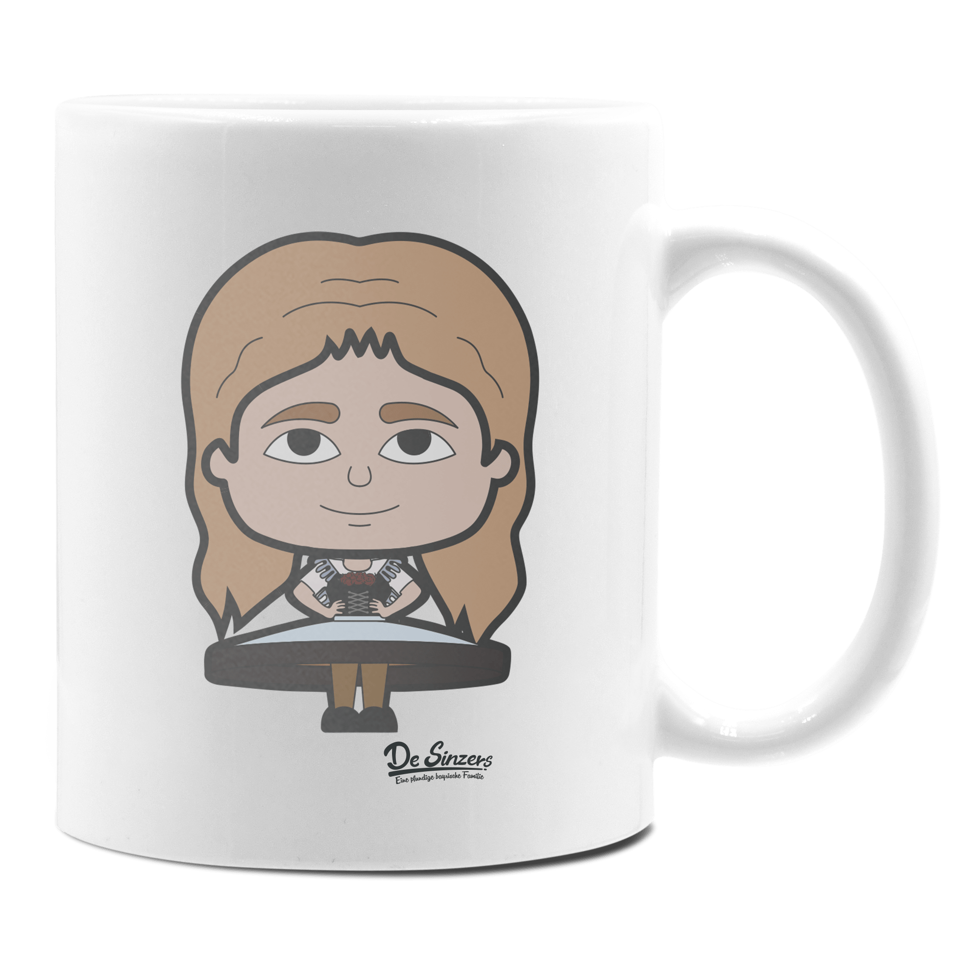 Die Sinzerin Trachtenverein Keramik Kaffeetasse 330ml Weiss Rampoldplatte Front