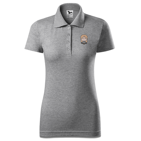Die Sinzerin Trachtenverein Polo Shirt Damen Grau Meliert Lack Front
