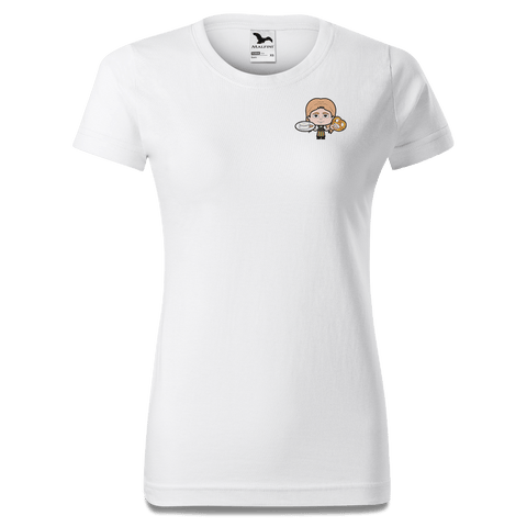Die Sinzerin Weisswurscht und Brezn T Shirt Damen Weiss Kragling Front