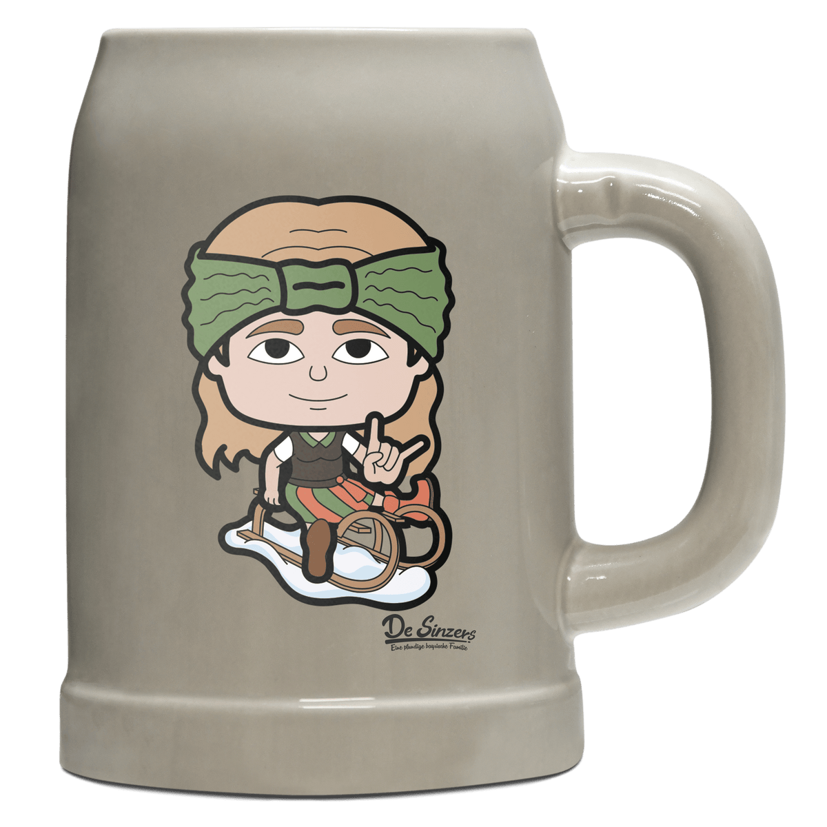 Die Sinzerin Winter Edition Bierkrug 500ml Grau Watzmann Front