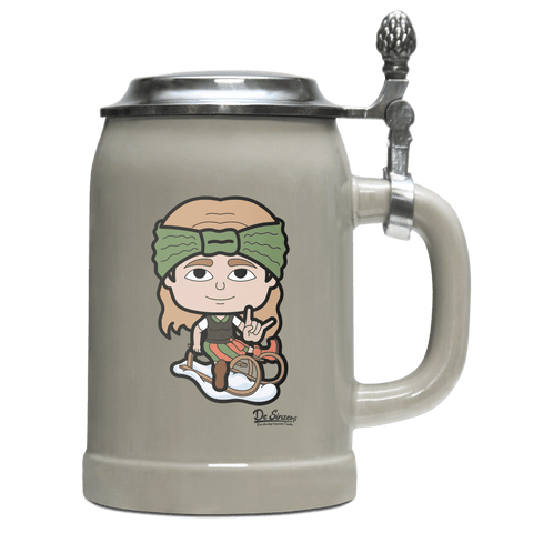 Die Sinzerin Winter Edition Bierkrug 500ml Grau mit Deckel Hocheck Front