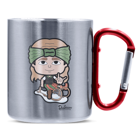 Die Sinzerin Winter Edition Edelstahl Kaffeetasse roter Karabiner 320ml Kitzstein Front