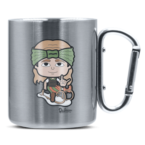 Die Sinzerin Winter Edition Edelstahl Kaffeetasse silberer Karabiner 320ml Grosser Traithen Front