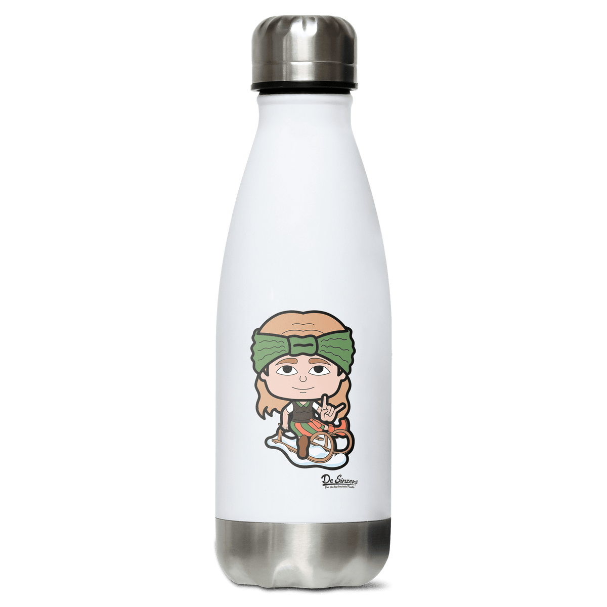 Die Sinzerin Winter Edition Edelstahl Thermoflasche 350ml Weiss Silber Kreuzspitze Front