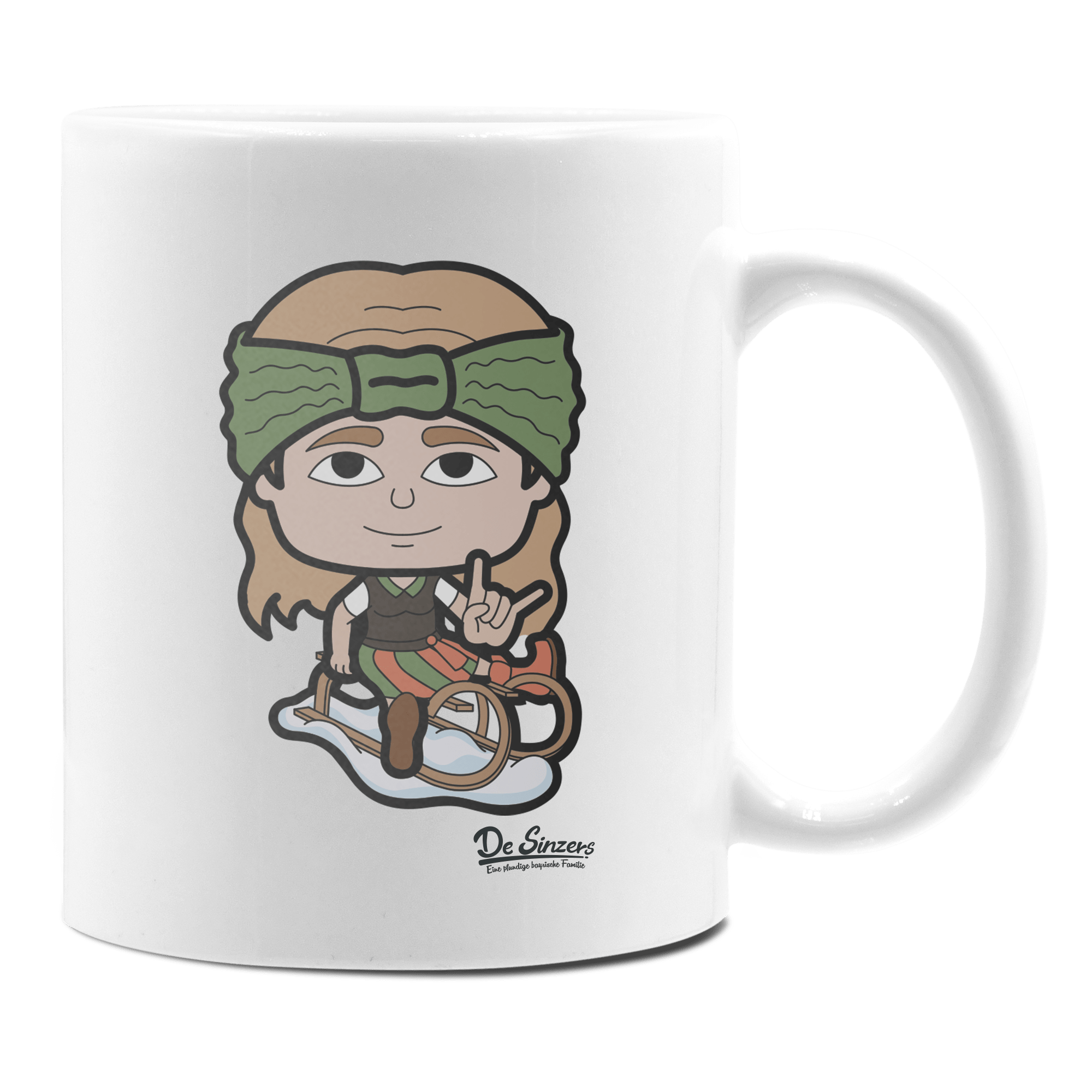 Die Sinzerin Winter Edition Keramik Kaffeetasse 330ml Weiss Rampoldplatte Front