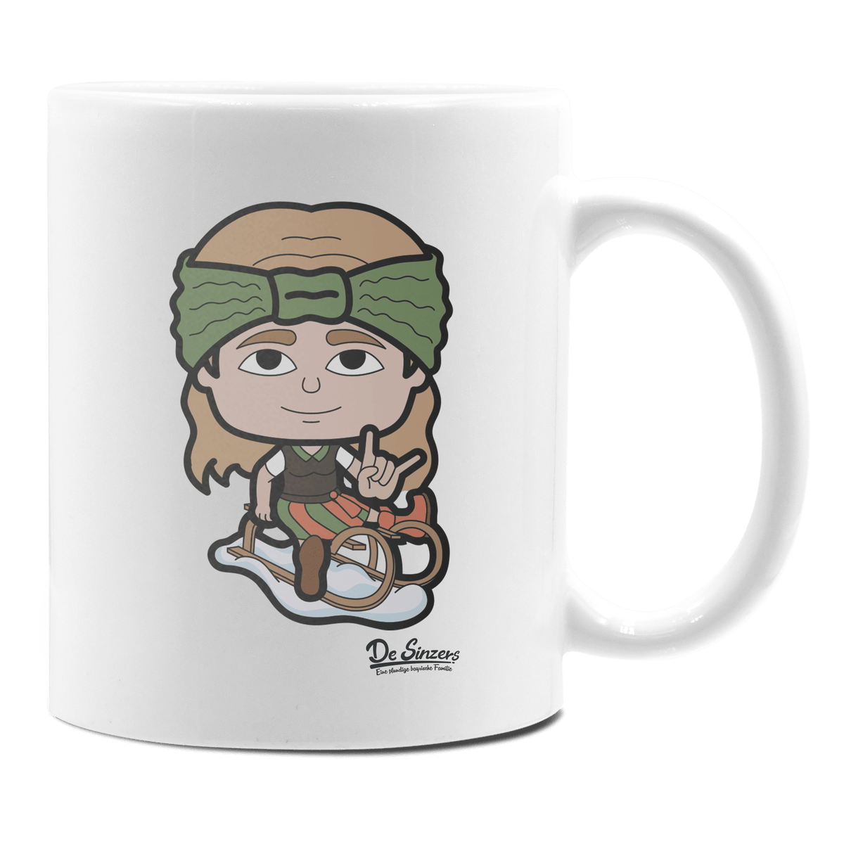 Die Sinzerin Winter Edition Keramik Kaffeetasse 330ml Weiss Rampoldplatte Front