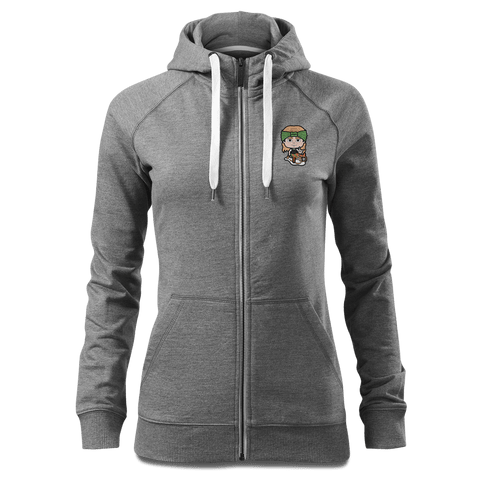 Die Sinzerin Winter Edition Sweatshirt Zip Hoody Damen Grau Meliert Kreut Front